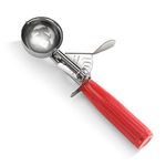 New Star Foodservice 34868 Commercial-Grade Thumb Press Food Disher/Ice Cream Scoop, 18/8 Stainless Steel, 1.75 oz, Size 24, Red