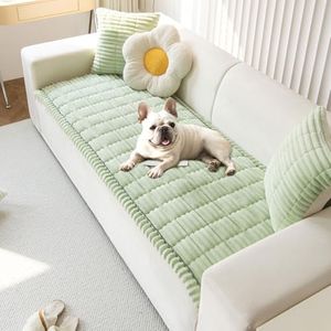 OTOB Dog Couch Cover Protector, Washable Non Slip Pet Friendly Sofa Cover for Dogs, Fuzzy Pet Furniture Couch Covers for Sofa, Boho Soft Furniture Covers (27.6" x 47.2", Matcha Green)