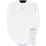 Brondell S1400-EW Luxury Bidet Toilet Seat with Dual Stainless-Steel Nozzles and Nanotechnology Sterilization, Elongated, White