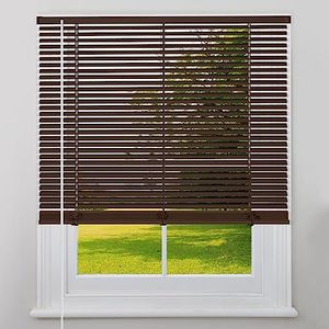 Kokorona Cordless Mini Blinds Horizontal Venetian Blinds Vinyl Window Shades Light Filtering Privacy Room Darkening Blinds for Bedroom, Kitchen, Office, 24" W X 64" H, Brown