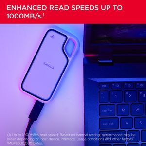 SanDisk Extreme 1TB Portable SSD for PS5 – USB 3.2, Drop Protection