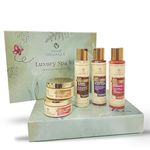 Khadi Organique Luxury Spa Kit with Shower Gel, Moisturizer, Massage Oil, Body Polisher & Body Wrap | Super Hydrating, Cleansing & Natural Ingredients infused Spa Kit for Women & Men - 1 Kit