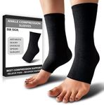 SB SOX Compression Ankle Brace (Pair) – Great Ankle Support That Stays in Place – For Sprained Ankle and Achilles Tendon Support – Perfect Ankle Sleeve for Sports, Any Use (Solid - Black, Medium)