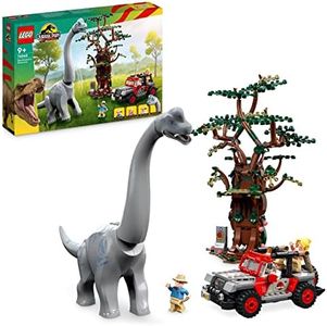 LEGO 76960 Jurassic Park Brachiosaurus Discovery Dinosaur Toy Set with Large Dino Figure, Tree and Buildable Jeep Wrangler Car, Gift for Boys, Girls, Kids, 30th Anniversary Collection