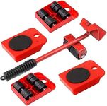 Florisca Carbon Steel Furniture Lifter with Heavy Duty Roller Pads with 150kg Capacity to Move Shift Sofas Couches Refrigerators and More in 360° Directions Easily and Safely, Red