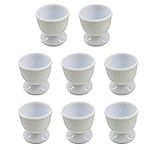 FUBESK 4/8pc White Egg Cup Holder Hard Soft Boiled Eggs Holders Cups Kitchen Breakfast for Hard Soft Boiled Eggs,Microwave and Dishwasher Safe