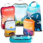TRIPPED Travel Gear Compression Packing Cubes for Travel - Luggage and Backpack Organizer Packaging Cubes for Clothes, National Park, 6 Piece, Compression Packing Cubes
