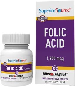 Superior Source Folic Acid 1200 mcg - Supports Heart & Immune System Function -Aids Nervous System Health - 100 Sublingual Dissolving Tablets