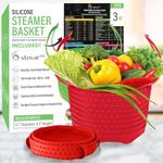 Silicone Steamer Basket For 3QT Instant Pot, Ninja Foodi, Other Pressure Cookers [6qt & 8qt avail] - Multiuse Silicone Strainer Steam Basket - Vegetable Steamer Basket for Pot & Pressure Cooker, Red