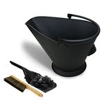 Grisun Ash Bucket with Shovel and Hand Broom, Coal Bucket for Fireplace, Charcoal Wood Fire Pits Burning Stoves Indoor and Outdoor, Large Pellet Metal Buckets Pail Ash Can