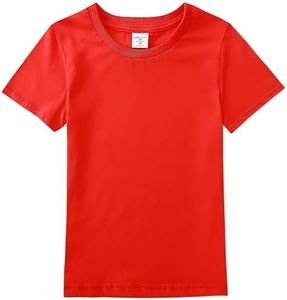 COSLAND Boys Basic Short Sleeve Cotton T-Shirts, Tangerine, X-Small