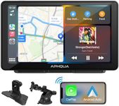 APHQUA A3 Newest Portable Wireless Apple CarPlay and Android Auto Car Radio Stereo with detachable Sunshade,7 inch IPS Touchscreen Bluetooth Hands Free Call, Mirror Link/GPS/Siri for All Vehicle&Truck