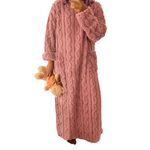 Trafagala Pink Fleece Women'S Robes Nightwear Fluffy Cotton Ladies Dressing Gowns Womens Housecoat Plus Size Fleece Dressing Gown Soft Bathrobe Full Length M