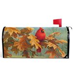 Wamika Autumn Melody Mailbox Covers Oversized Fall Cardinal Bird Sunflower Maple Leaves Magnetic Mail Wraps Cover Letter Post Box 25.5x20.8 Inch Large Size