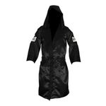CLETO REYES Satin Boxing Robe with Hood for Men and Women, Adult Unisex Competition Uniform Apparel Clothes, Black, X-Large
