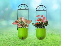 Indian Discovery® Self-Watering Hanging Planter Pot |UV Resistant Plastic Planter for Indoor & Outdoor Gardening |Ceiling Hanging - PARROT GREEN|Sphere|2 Pc| Modern Flower Pot for Balcony & Home Décor