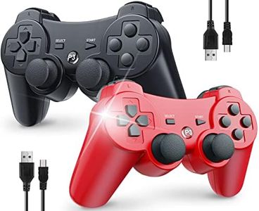 Controllers 2 Pack for PS3 Controller Wireless for Sony Playstation 3 Controller with Double Shock 3&Motion Sensor, Bluetooth, Rechargeable, 360° Analog Joysticks, 2 USB Charging Cords, Remote for PS3