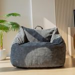 MAXYOYO Cord Bean Bag Chair, Giant Armchair Bean Bag for Adult Teens with Foam Filling Included, Living Room Furniture Large Corduroy Lazy Puff Chairs (Charcoal Grey)