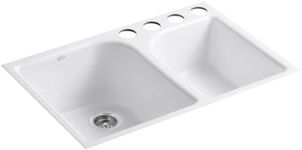 KOHLER K-5931-4U-0 Executive Chef Undercounter Kitchen Sink, White