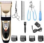 KEEKOS Dogs and Cats Professional Automatic Cordless and Rechargeable Pet Hair Trimmer with LCD Display and Turbo Mode (White)