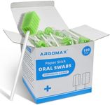 ARGOMAX Disposable Mouth Swabs, Paper Stick Oral Swabs, Individually Wrapped Odorless Dental Sponge Swabsticks for Mouth & Gum Cleaning, Sawtooth shape-Green-100PCS.