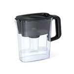 AQUAPHOR 5 Cup Black Compact Fridge Water Filter Pitcher with 1 x B15 Filter, Easy Fill flip top lid, Reduces Chlorine, limescale and Heavy Metals. BPA Free