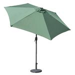 GardenKraft 14610 2.7m Outdoor Garden Parasol/Tilt & Crank Mechanism / 6 Steel Ribs/UV 30 Protection/Durable Polyester Material/Dark Green Colour