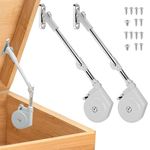 SANTUO 2Pcs Soft Close Hinges for Toy Box, Lid Stay 105 Degree Open with Soft Close, Lid Support Hinges for a Quiet, Slow Close Experience, Fits Cabinets, Toy Boxes, Furniture Durable Zinc Alloy