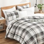 Andency Gray Brown Black Plaid Comforter Set Queen(90x90Inch), 3 Pieces Grid Gingham Stripes Bedding Comforter Sets for Boys Girls Kids Teens, Preppy Geometric Line Soft Lightweight Reversible Bed Set