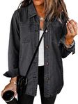 luvamia Women's Fashion Button Down Denim Jacket For Women Jean Jacket For Women Trendy Black Jacket Women Black Jacket Women Dressy Black Jackets For Women Faded Black Size Small Fits Size 4 Size 6