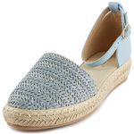 Alexis Leroy Women’s Weaved Closed Toe Buckle Strap Platform Espadrille Sandals Light Blue 5 UK