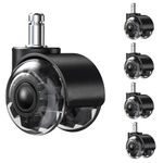 KARP Office Chair Caster Wheels - 2 Inch Office Chair Wheels Replacement, Desk Chair Wheels for Computer and Gaming Chair, Safe for All Floors and Carpets (5 Pcs)