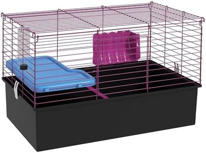 PawHut Chinchillas Small Rabbit Guinea Pig Small Animal Cage, Pet Playhouse with Platform, Ramp, Food, Dish, Water Bottle, 71 x 46 x 47cm