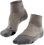 FALKE Women's TK2 Explore Wool Short Hiking Socks, Ankle Length, Medium Padding, Breathable Quick Dry, Merino Wool, Beige (Kitt Mouline 4310), 6.5-7.5, 1 Pair