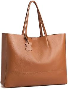 ADORATTI Italian Leather Tote Bag for Women - Large Shoulder Shopper, Fits 16” Laptop, Keychain Holder, Made in Italy - Dark Brown