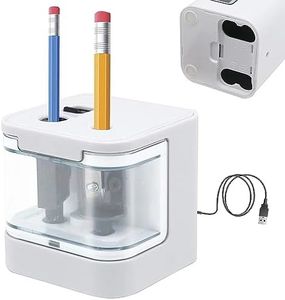 Taille-crayon électrique JIJICZ 6-12 mm USB et batterie Taille-crayon électrique avec récipient Taille-crayon électronique automatique pour crayons épais et fins Enfants Maison École Blanc