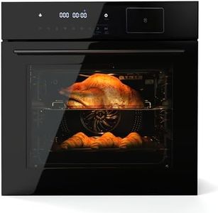 Zstar 24" Single Wall Oven, 70L Capacity 3000W Built-In Electric Wall Oven for for Kitchen Restaurant, 8 Cooking Functions & 108 Automatic Recipes, Touch Control, Stainless Steel, Black