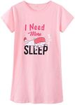 CYCHELRY Teen Girls Nightgowns-Loose Short Sleeve Sleepwear Cute Bear Nightdress Tween Pajamas Size 12-16 (12, Pink(Cat))