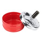 Metal Ashtray Spinning Ashless Sealed Smoke Push Down Windproof Cover Wiring Round Smoking Ashtray for Indoor Outdoor (Red)