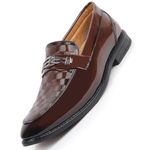 FAUSTO FST 3852 TAN-40 Men's Tan Patent Leather Party Loafers Slip On Shoes (6 UK)