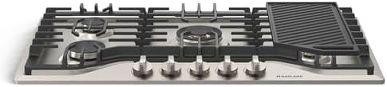 GASLAND 36 Inch Gas Cooktop, PRO GH3365SF 5 Burner Gas Stovetop with Reversible Cast Iron Grill/Griddle, Plug-in, NG/LPG Convertible Cooktops, Stainless Steel