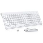 cimetech Wireless Keyboard and Mouse, 2.4G Slim Low-Profile X-Keys Comfortable Typing Keyboard, Noise-Free Click Mice, 3-Year Battery Life, All-White Sleek Design for Mac, PC, Laptop