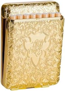 Regular King Size Cigarette case 16 pcs King Size Cigarette Box Retro Metal Portable Good for Men Women (Gold)