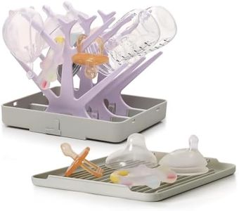 haakaa Portable Baby Bottle Drying Rack with Tray, Space Saving Bottle Drying Tree for Bottles/Pump Parts/Pacifiers,Easy-Store Dryer Rack Great for Home & Travel, BPA Free (Lavender)