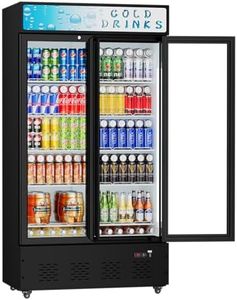 Ferueo Commercial Beverage Refrigerator, 30 Cu.ft. Fridge Display Glass Door Upright Display Door with Adjustable Shelves LED Light for Restaurant,Grocery Stores,Office