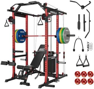 Mikolo K6 2.0 Power Cage with Weight Stack, 2000LB Heavy Duty Power Rack & Cable Crossover Machine, Multi-Functional Trainer Home Gym with LAT Pulldown & Aluminum Pulleys, Red 230CP