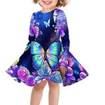 Showudesigns Butterfly Costume Fall Dress Girls' Special Occasion Dresses 7-8 Years Pink Rose Skater Dress A Lined Dress Long Sleeve Shirts Teens Clothes Outfits