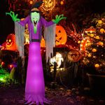 Kalolary 8.8FT Halloween Inflatable Witch, Giant Lawn Blow Up Decoration Purple Horror Props Witch with Hat and LED Light for Halloween Indoor Veranda Outdoor Garden Yard Decorations