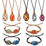 EEEKit 10PCS Crystal Necklace Holder, 6 Necklace Pendants Cage and 4 Bracelets Empty Stones Holder for Jewelry Making