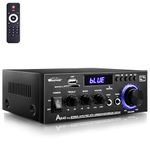 WOOPKER AK45 Pro Amplifier Home Audio Stereo Receivers with Bluetooth 5.0,Max 400W,2.0 Channel Stereo Amplifier System for Home Theater Speakers, Karaoke,Garage,Home Amp with USB,SD,RCA,2 MIC in